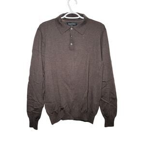 Kenneth Roberts Platinum 100% wool henley sweater mens‎ medium preppy old money